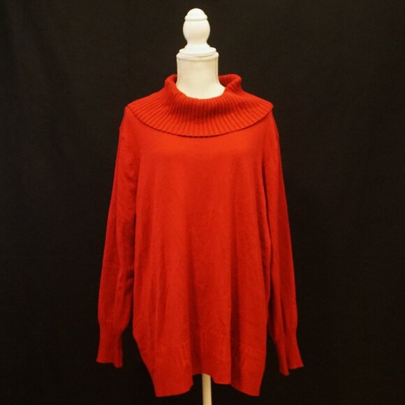 Cable & Gauge Red Jester Cowl Neck Long Sleeve Sweater Women’s 3X - Picture 1 of 10